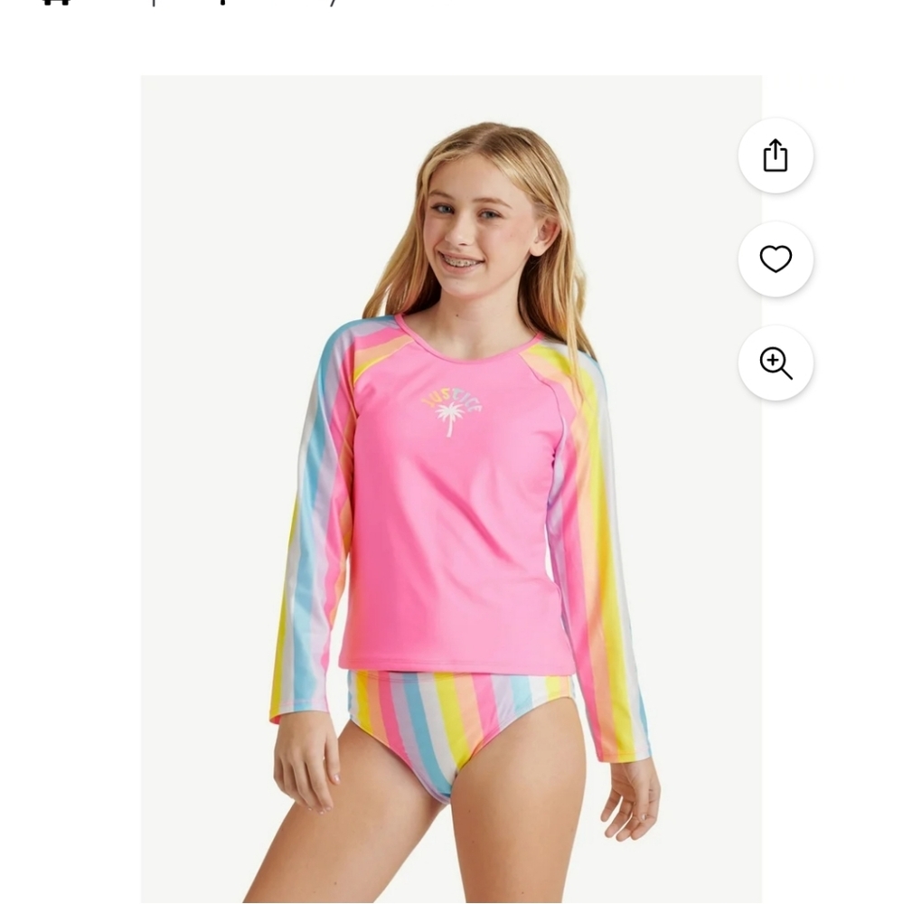 💕Justice Colorful Striped Kids Swim Set XL (16-18)